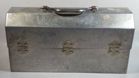 Vintage L. May Mfg Co. 14 1/2" Wide Polished Riveted Aluminum Metal Miner's Lunch Box