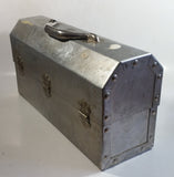 Vintage L. May Mfg Co. 14 1/2" Wide Polished Riveted Aluminum Metal Miner's Lunch Box