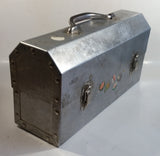 Vintage L. May Mfg Co. 14 1/2" Wide Polished Riveted Aluminum Metal Miner's Lunch Box