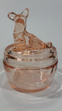 Antique Pink Depression Glass Scottish Terrier Dog Themed Lidded Candy Dish