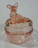 Antique Pink Depression Glass Scottish Terrier Dog Themed Lidded Candy Dish