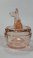 Antique Pink Depression Glass Scottish Terrier Dog Themed Lidded Candy Dish