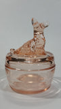 Antique Pink Depression Glass Scottish Terrier Dog Themed Lidded Candy Dish