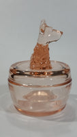 Antique Pink Depression Glass Scottish Terrier Dog Themed Lidded Candy Dish