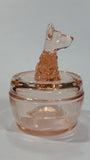 Antique Pink Depression Glass Scottish Terrier Dog Themed Lidded Candy Dish