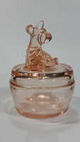 Antique Pink Depression Glass Scottish Terrier Dog Themed Lidded Candy Dish