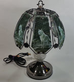 Wolf Wildlife Themed 16" Tall Metal with Crystal Style Ball Table Lamp