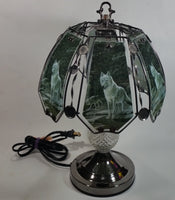 Wolf Wildlife Themed 16" Tall Metal with Crystal Style Ball Table Lamp