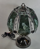 Wolf Wildlife Themed 16" Tall Metal with Crystal Style Ball Table Lamp