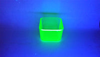 Antique Green Uranium Glass Square Candy Dish