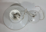Vintage Artcraft of Montreal White Porcelain Gold Trimmed Dog Themed 8" Tall Swag Lamp Hanging Light Shade Fixture