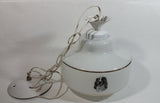 Vintage Artcraft of Montreal White Porcelain Gold Trimmed Dog Themed 8" Tall Swag Lamp Hanging Light Shade Fixture