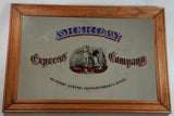 Vintage American Express "Assistant General Superintendent's Office" Large 21" x 30" Wood Framed Glass Mirror Advertisement