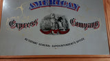 Vintage American Express "Assistant General Superintendent's Office" Large 21" x 30" Wood Framed Glass Mirror Advertisement