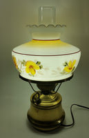 Antique Brass Base Porcelain Milk Glass Style Bulb Flower Shape Shade with Frosted Flume Electric Plug In Lamp Light