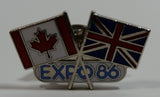 1986 Vancouver Exposition Expo 86 Canada and United Kingdom Flags Enamel Metal Lapel Pin