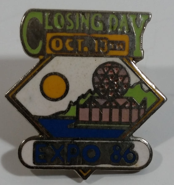 1986 Vancouver Exposition Expo 86 Closing Day Oct. 13th Enamel Metal Lapel Pin