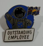 1986 Vancouver Exposition Expo 86 Outstanding Employee Ernie The Astronaut Holding BC Flag Enamel Metal Lapel Pin Souvenir Travel Collectible