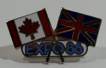 1986 Vancouver Exposition Expo 86 Canada and United Kingdom Flags Enamel Metal Lapel Pin