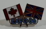 1986 Vancouver Exposition Expo 86 Canada and United Kingdom Flags Enamel Metal Lapel Pin