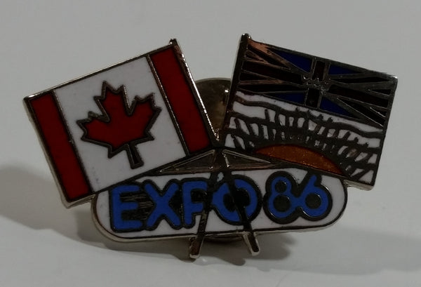 1986 Vancouver Exposition Expo 86 Canada and British Columbia Flags Enamel Metal Lapel Pin