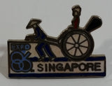 1986 Vancouver Exposition Expo 86 Singapore Rickshaw Themed Enamel Metal Lapel Pin