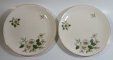 Vintage Johnson Bros Jasmine or North Carolina Piedmont Style White Flowers Gold Rimmed 10" Diameter Dinner Plates Set of 2