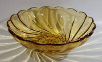 Vintage 9" Diameter Hazel Atlas Yellow Amber Swirl Depression Glass Fruit Dessert Bowl