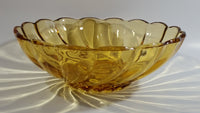 Vintage 9" Diameter Hazel Atlas Yellow Amber Swirl Depression Glass Fruit Dessert Bowl