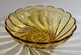 Vintage 9" Diameter Hazel Atlas Yellow Amber Swirl Depression Glass Fruit Dessert Bowl