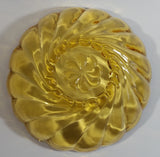 Vintage 9" Diameter Hazel Atlas Yellow Amber Swirl Depression Glass Fruit Dessert Bowl