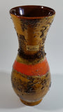 Vintage Carstens Tonnieshof Earthen Brown with Lava and Bumps 10" Tall Pottery Vase