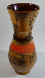 Vintage Carstens Tonnieshof Earthen Brown with Lava and Bumps 10" Tall Pottery Vase