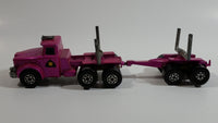 Vintage 1971 Lesney Matchbox Super Kings Scammel Contractor Purple Pink Semi Log Hauling Truck Pink Purple Die Cast Toy Car Vehicle