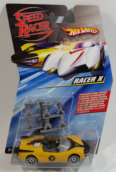 2008 Hot Wheels Speed Racer Movie Racer X Street Car Pump Jacks Yellow Plastic Die Cast Toy Car Vehicle 10SP - New in Package Sealed