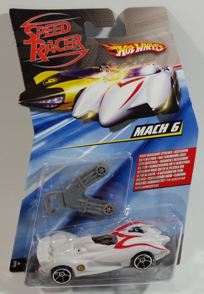 2008 Hot Wheels Speed Racer Movie Mach 6 Saw Blades White Plastic Die Cast Toy Car Vehicle OH5 - New in Package Sealed