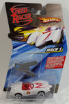 2008 Hot Wheels Speed Racer Movie Mach 5 Saw Blades White Plastic Die Cast Toy Car Vehicle 5DOT - New in Package Sealed