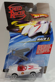 2008 Hot Wheels Speed Racer Movie Mach 5 Saw Blades White Plastic Die Cast Toy Car Vehicle 5DOT - New in Package Sealed