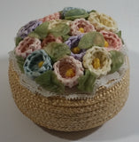 Colorful Flower Themed Woven Basket Container with Lid
