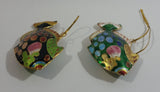 Set of 2 Handmade Cloisonne Enamel on Metal Gourami Style Colorful Tropical Fish Ornaments