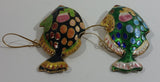 Set of 2 Handmade Cloisonne Enamel on Metal Gourami Style Colorful Tropical Fish Ornaments