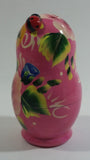 Vintage U.S.S.R Soviet Union Russian Pink with Ladybug Wooden Nesting Dolls Set of 5