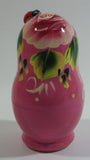 Vintage U.S.S.R Soviet Union Russian Pink with Ladybug Wooden Nesting Dolls Set of 5