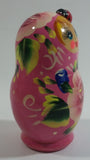 Vintage U.S.S.R Soviet Union Russian Pink with Ladybug Wooden Nesting Dolls Set of 5