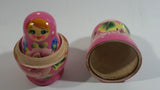 Vintage U.S.S.R Soviet Union Russian Pink with Ladybug Wooden Nesting Dolls Set of 5