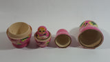 Vintage U.S.S.R Soviet Union Russian Pink with Ladybug Wooden Nesting Dolls Set of 5