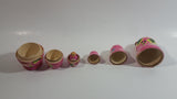 Vintage U.S.S.R Soviet Union Russian Pink with Ladybug Wooden Nesting Dolls Set of 5