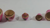 Vintage U.S.S.R Soviet Union Russian Pink with Ladybug Wooden Nesting Dolls Set of 5