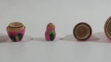 Vintage U.S.S.R Soviet Union Russian Pink with Ladybug Wooden Nesting Dolls Set of 5
