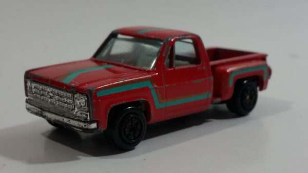 1980s Yatming Chevy Stepside Red Pickup Truck No. 1601 Die Cast Toy Car Vehicle - Made in China